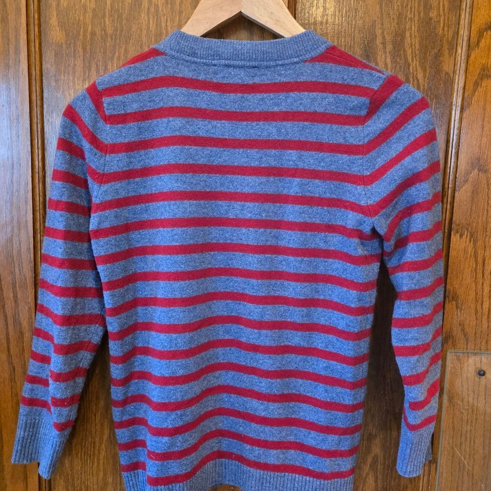 J. Crew Gray and Red Striped Cashmere Blend Sweater XSMALL - Picture 5 of 8